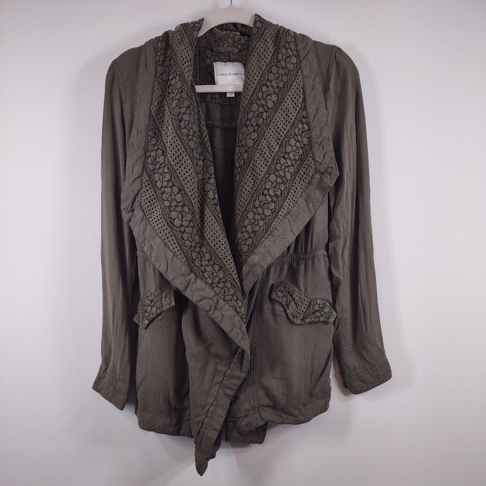 Thread & Supply Lightweight Utility Jacket with Detail Collar, Size Small